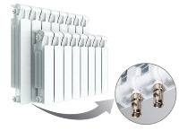 РИФАР MONOLIT VENTIL MVL 500-7 Биметаллический радиатор, нижнее подключение (слева), 7 секций