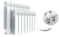 РИФАР MONOLIT VENTIL MVR 500-4 Биметаллический радиатор, нижнее подключение (справа), 4 секции